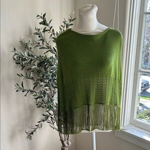 Ann Taylor Olive Fringe Shrug